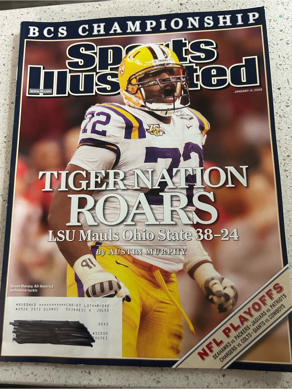Sports Illustrated LSU Tigers BCS Championship 2008 Magazine Glenn Dorsey Cover